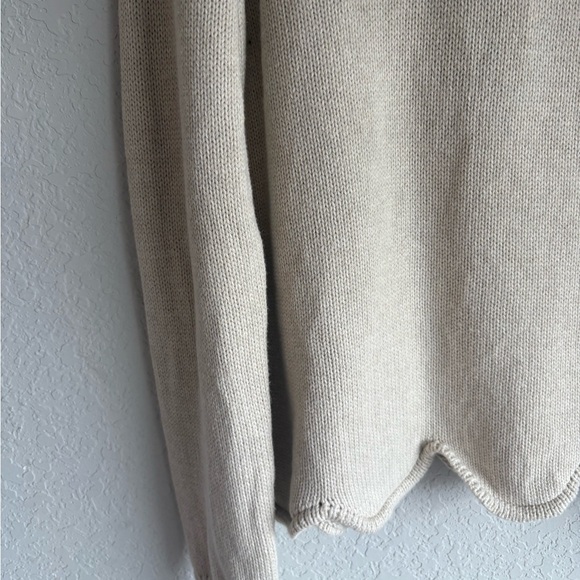 J. Crew Scalloped Hem Crew Neck Knit Sweater - Light Beige​​​​​ - Picture 8 of 10